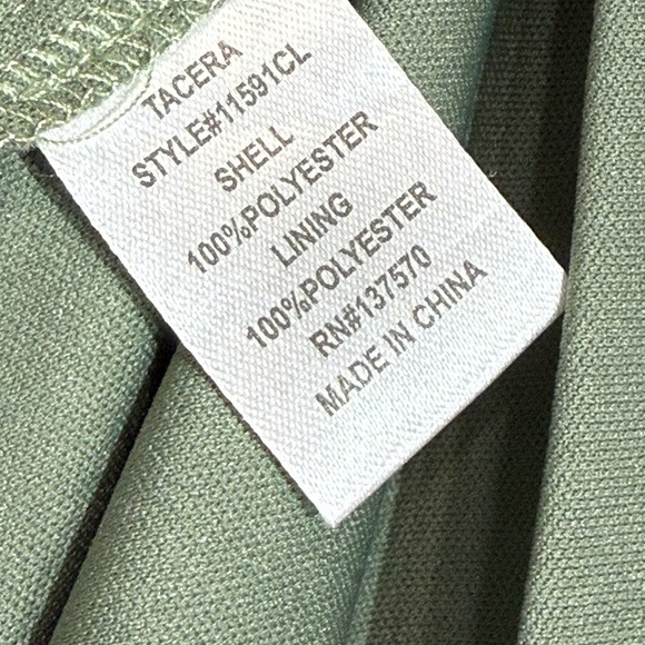 Tacera Sage Green Swiss Dot Drop Waist Peasant Dress Midi Size XL - Picture 8 of 8